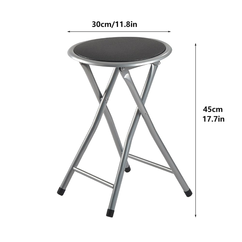 2 Pcs Portable Folding Stools, 18 Inch 330 Lb Capacity Black Z63820