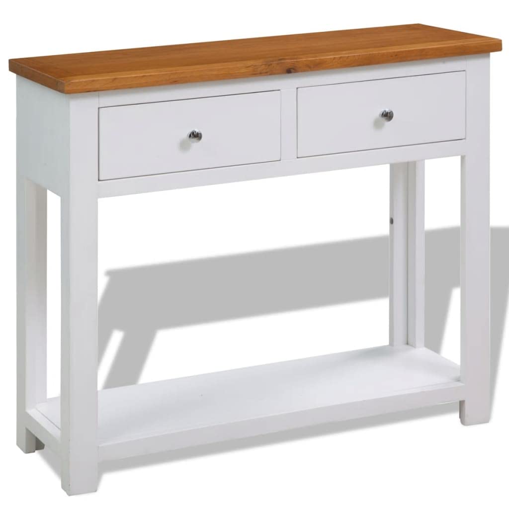 Sofa Side Table with 2 Drawers and Storage Shelves J187403