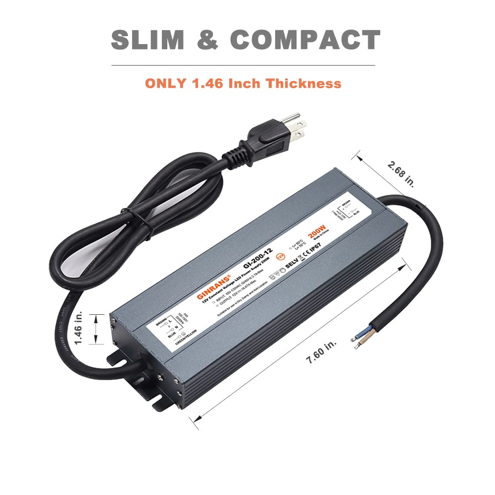 200W IP67 Waterproof Constant Voltage LED Driver Power Supply Transformer B7279