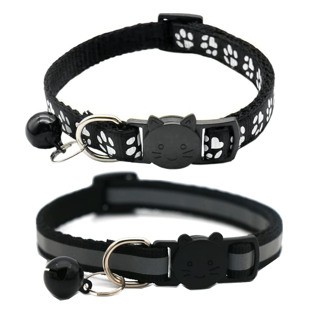2 Pack Black Cat Collars with Bell W89591