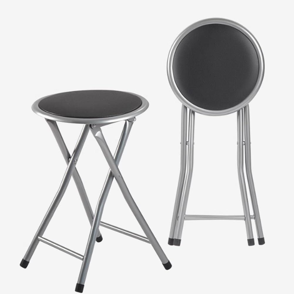 2 Pcs Portable Folding Stools, 18 Inch 330 Lb Capacity Black Z63820