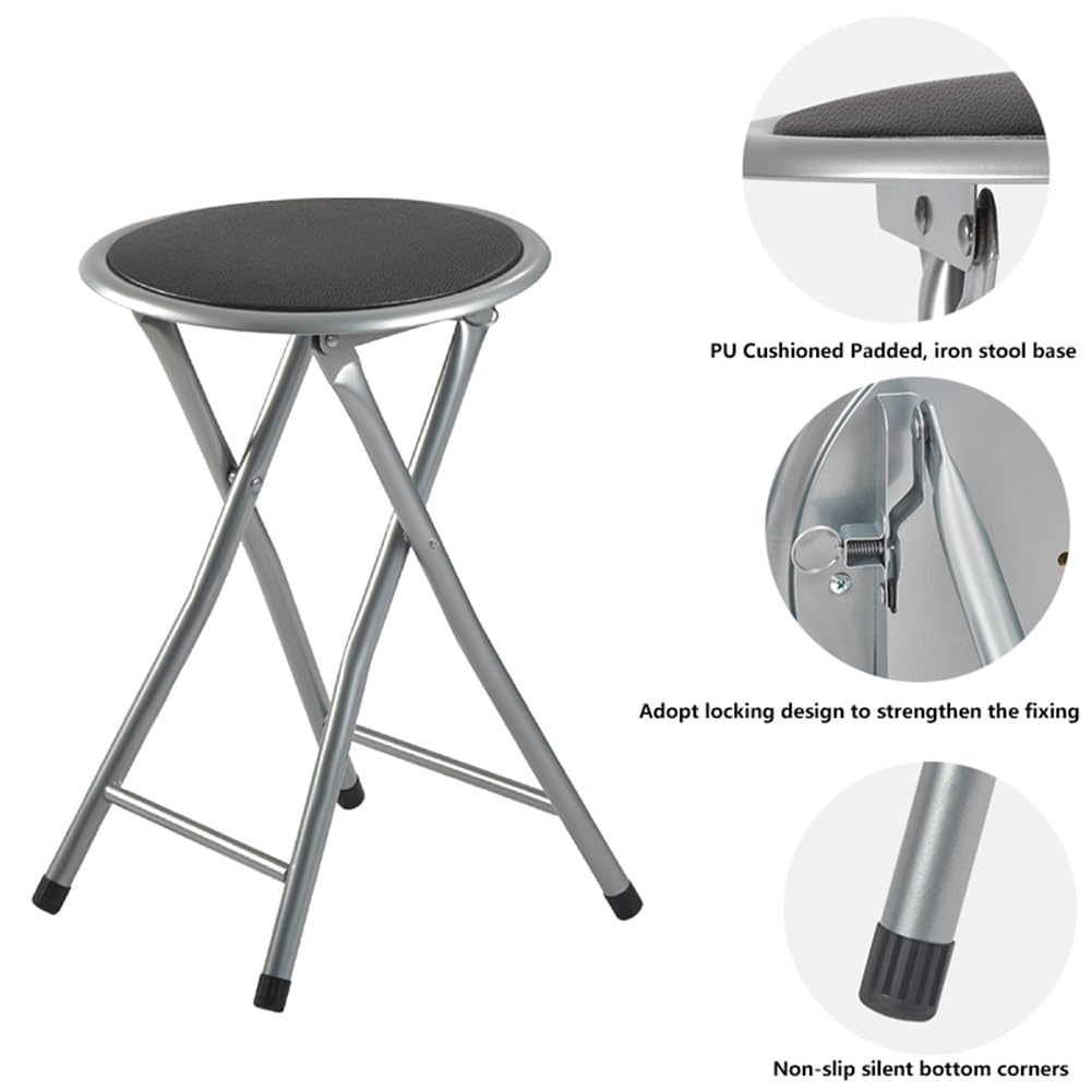2 Pcs Portable Folding Stools, 18 Inch 330 Lb Capacity Black Z63820