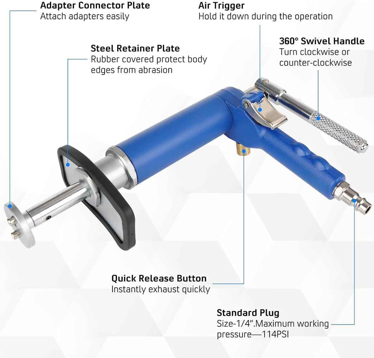 Pneumatic Brake Caliper Compression Tool Kit with 22 Adapters Q22609