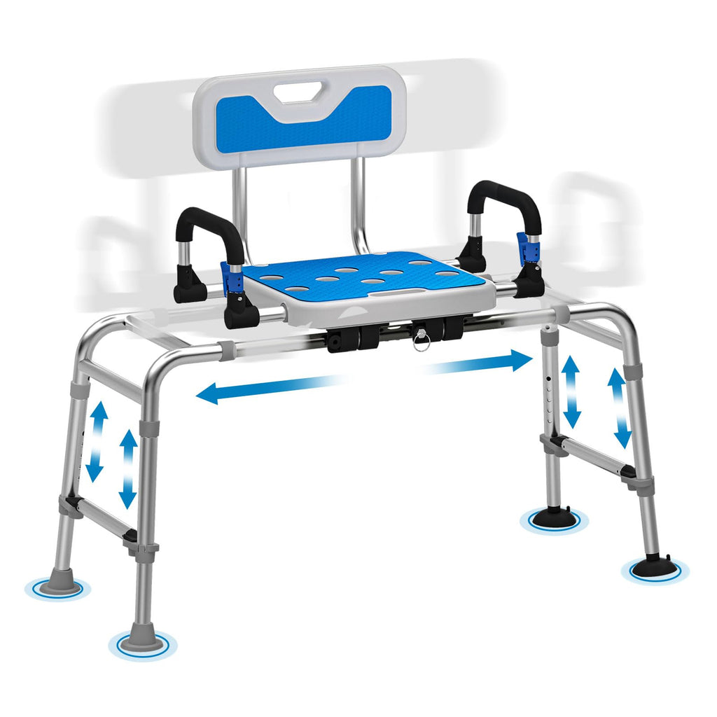 Sliding Shower Chair and Tub Transfer Bench with Non Slip Aluminum Body B603520