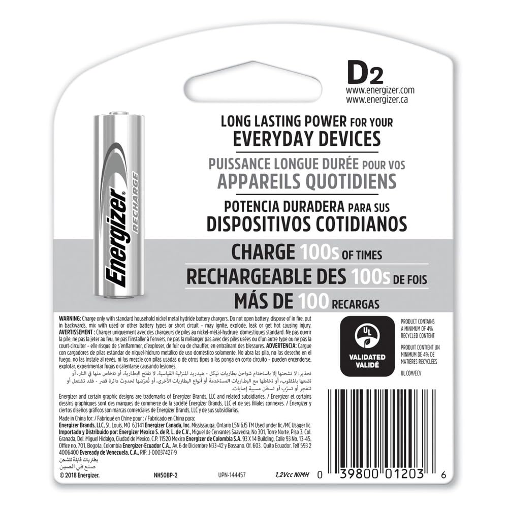 Rechargeable D Batteries 2-Count Pack of 2 M632283