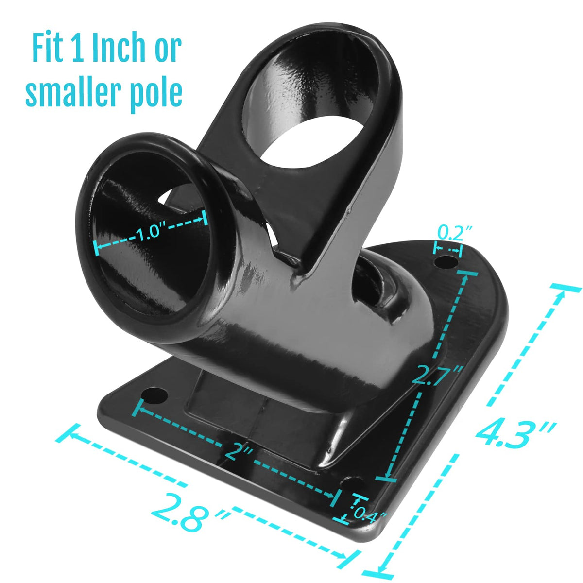 Two-Position Flag Pole Holder Mounting Bracket Aluminum 1" Inner Diameter Black U452