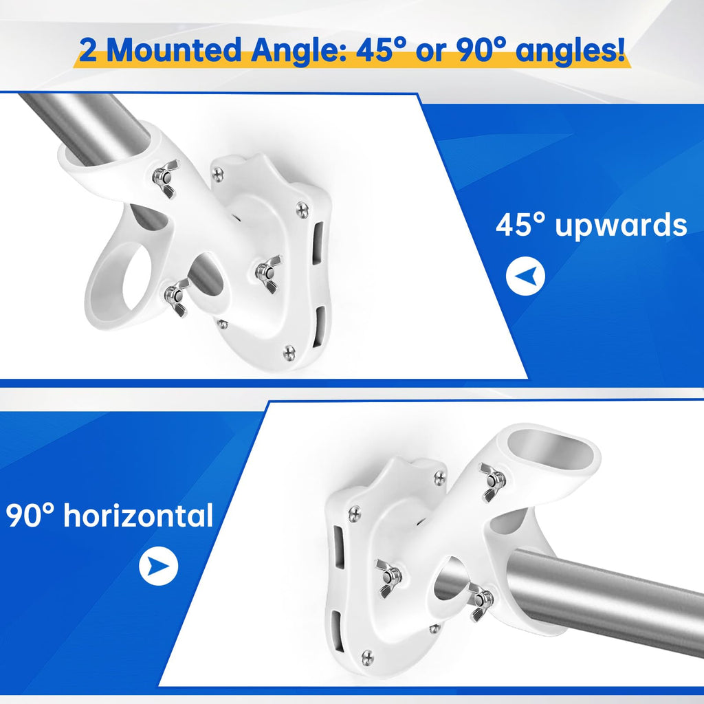 Flag Pole Holder Heavy-Duty Aluminum 1" Inner Diameter 2 Positions White 2 Pack Z261277