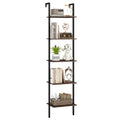 5 Tier Wall Mount Ladder Shelf with Metal Frame Y562