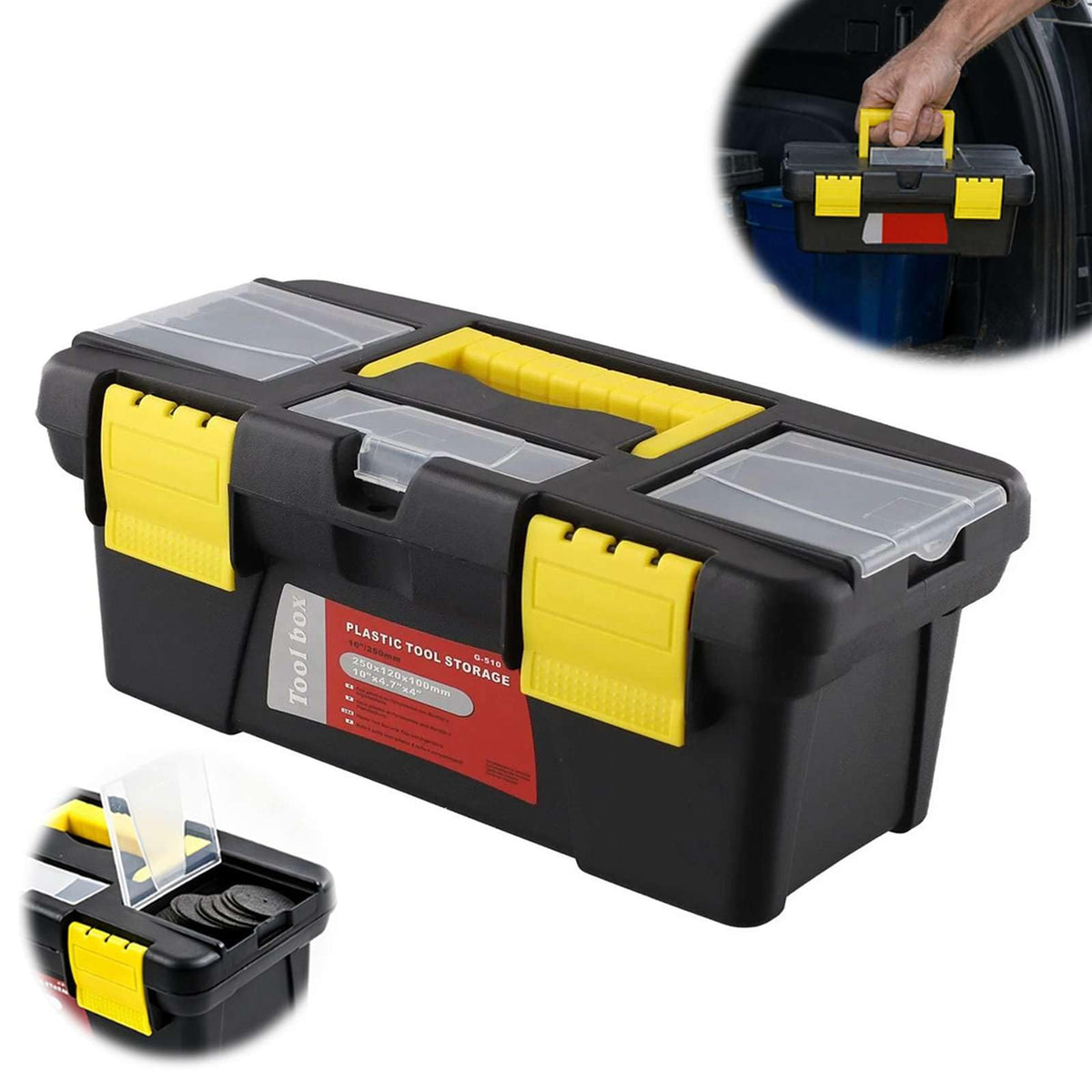 10-Inch Two-Layer Plastic Toolbox with Reinforced Handle Q7178