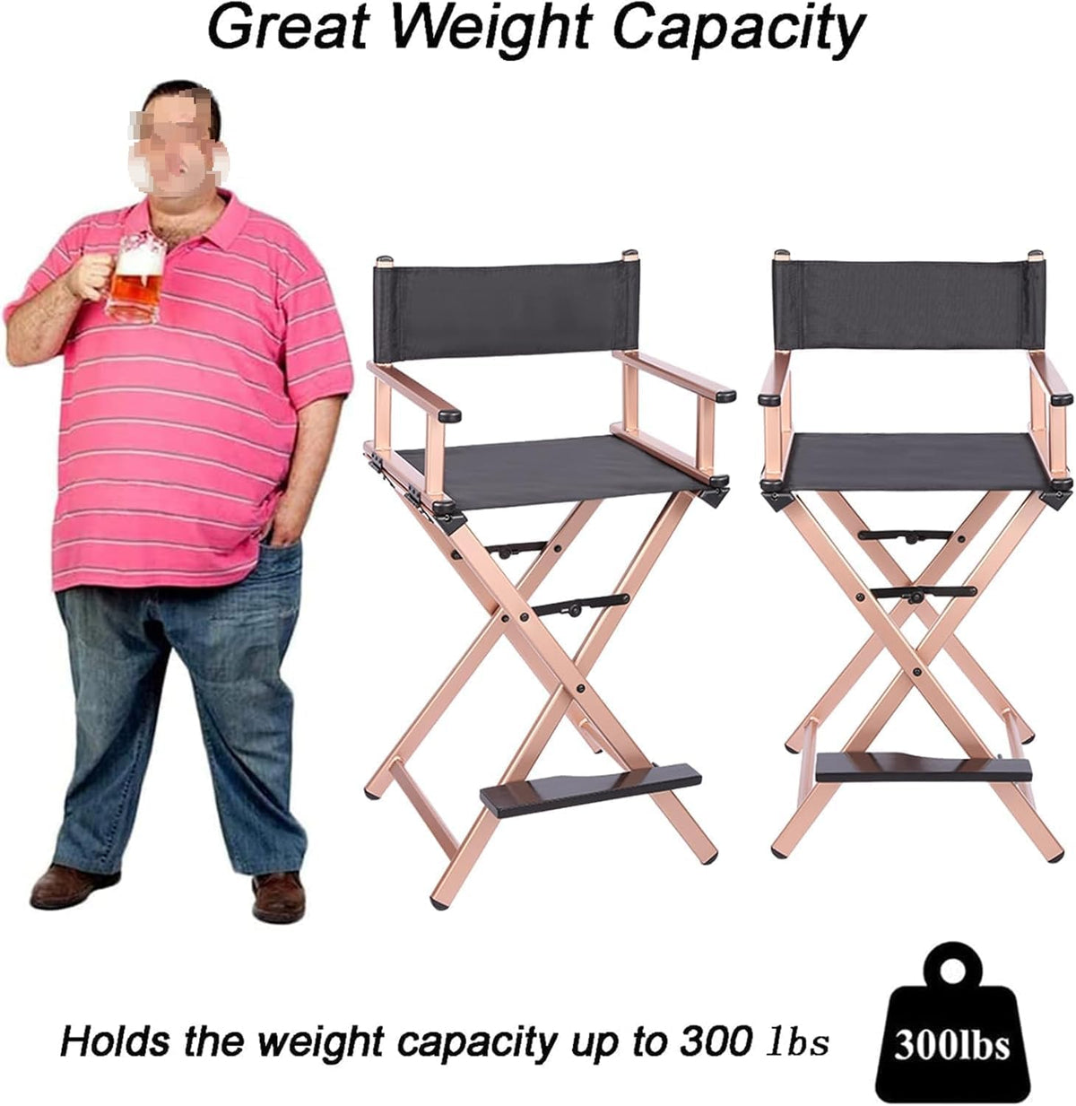 Folding Director Chair with Footrest, 300lbs Capacity S883643
