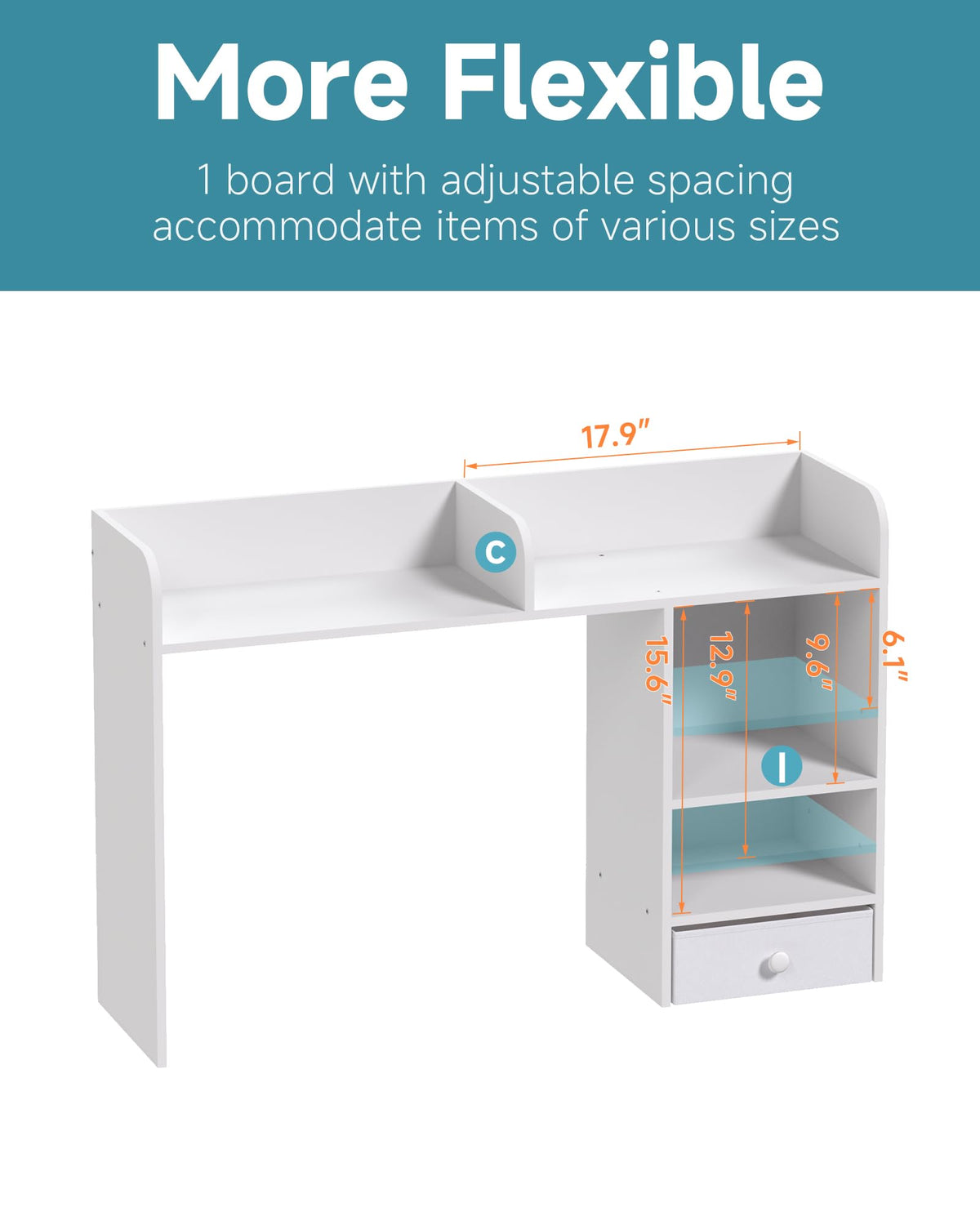 White Desktop Bookshelf with Drawer Z91868
