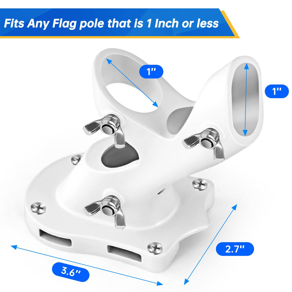 Flag Pole Holder Heavy-Duty Aluminum 1" Inner Diameter 2 Positions White 2 Pack Z261277