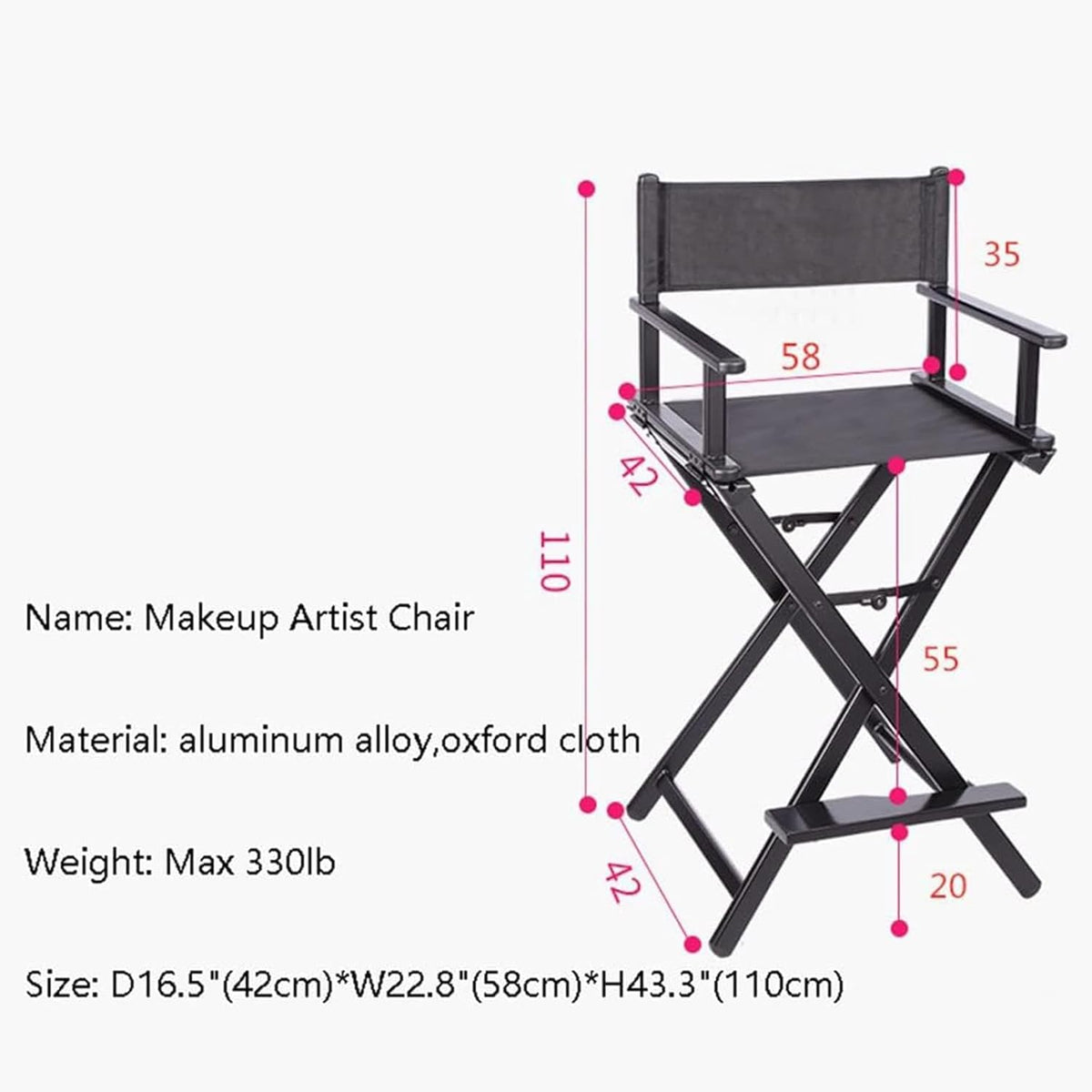 Folding Director Chair with Footrest, 300lbs Capacity S883643