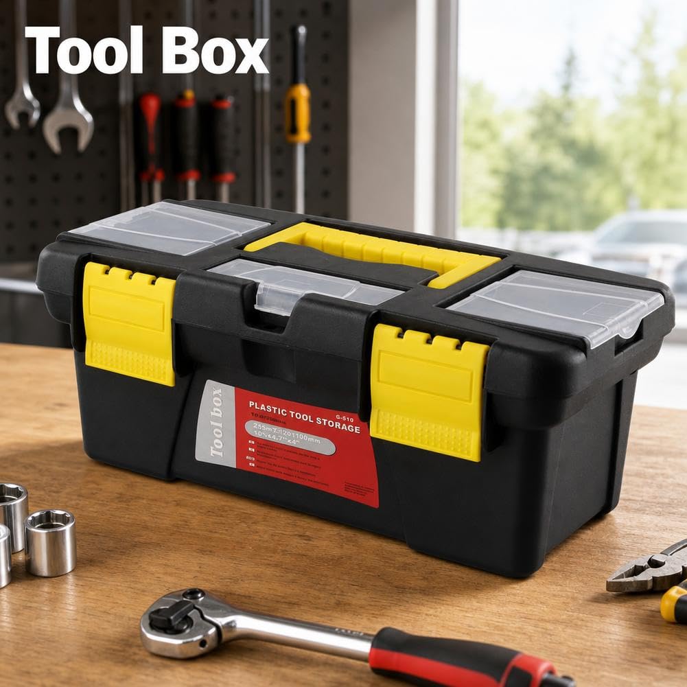 10-Inch Two-Layer Plastic Toolbox with Reinforced Handle Q7178