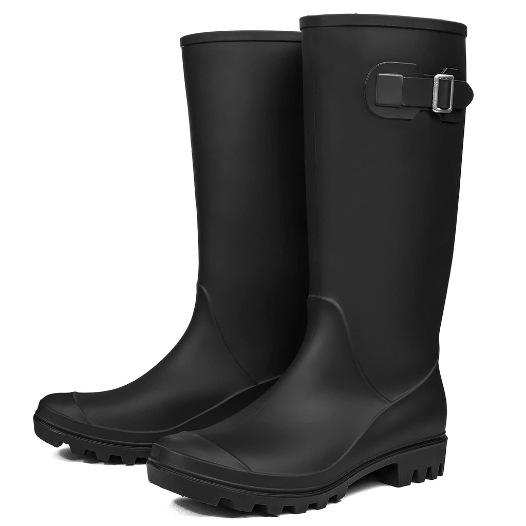 Women's Tall Waterproof Rubber Wide Calf Rain Boots Q402117