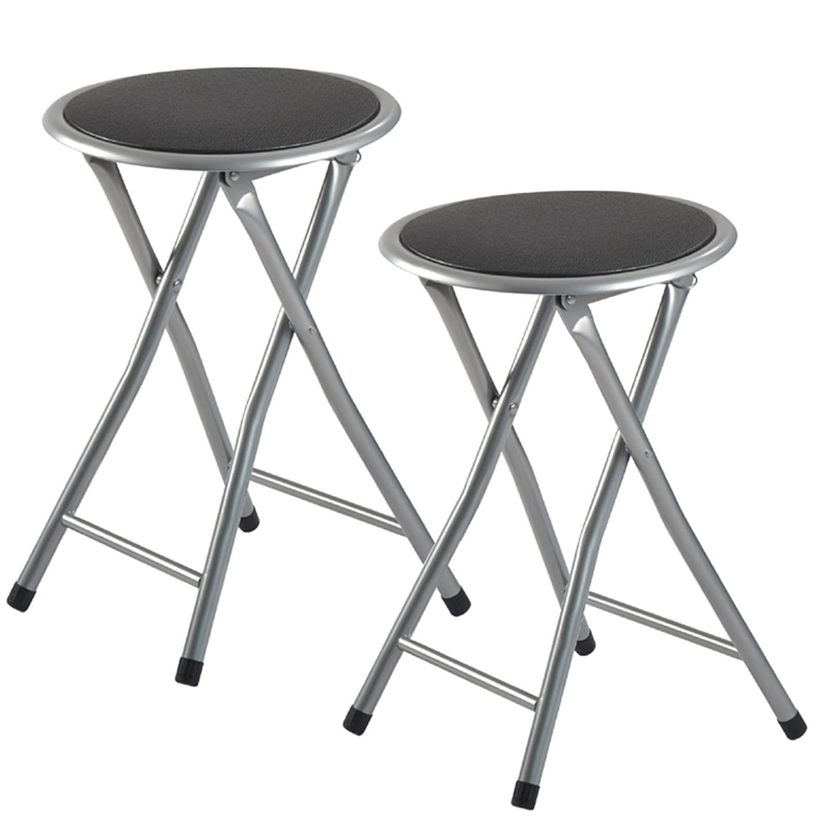 2 Pcs Portable Folding Stools, 18 Inch 330 Lb Capacity Black Z63820