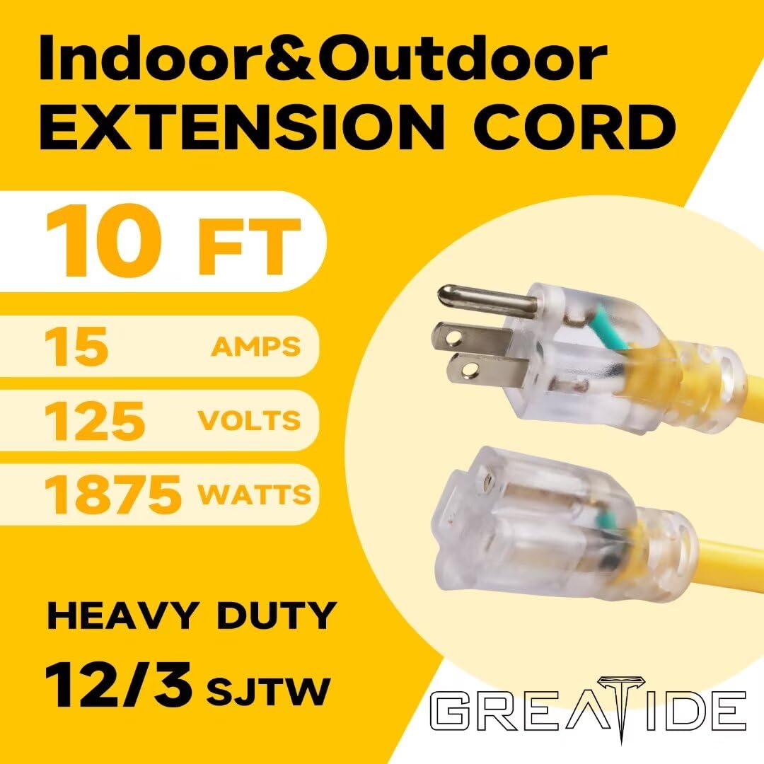 12 Gauge 10 FT Lighted End Outdoor Extension Cord K856