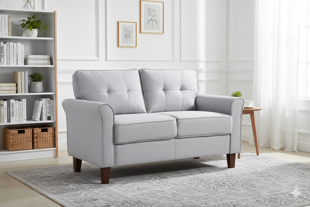 Light Gray Tufted Upholstered Loveseat Sofa O802