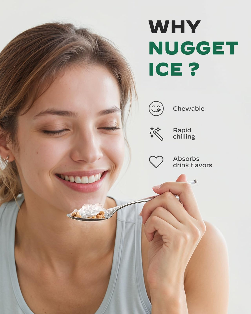 Nugget Pebble Ice Maker Countertop with Self-Cleaning R7242