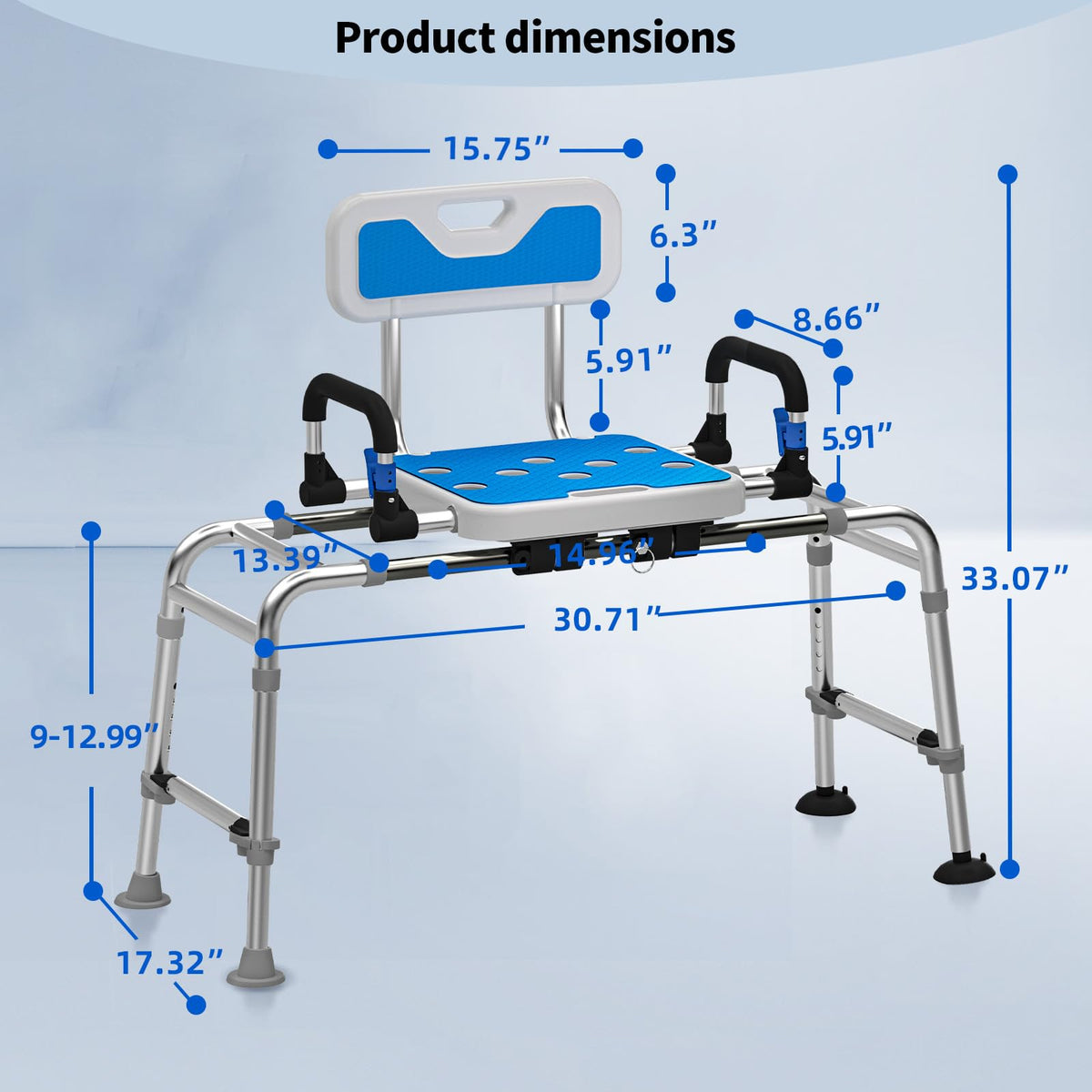 Sliding Shower Chair and Tub Transfer Bench with Non Slip Aluminum Body B603520