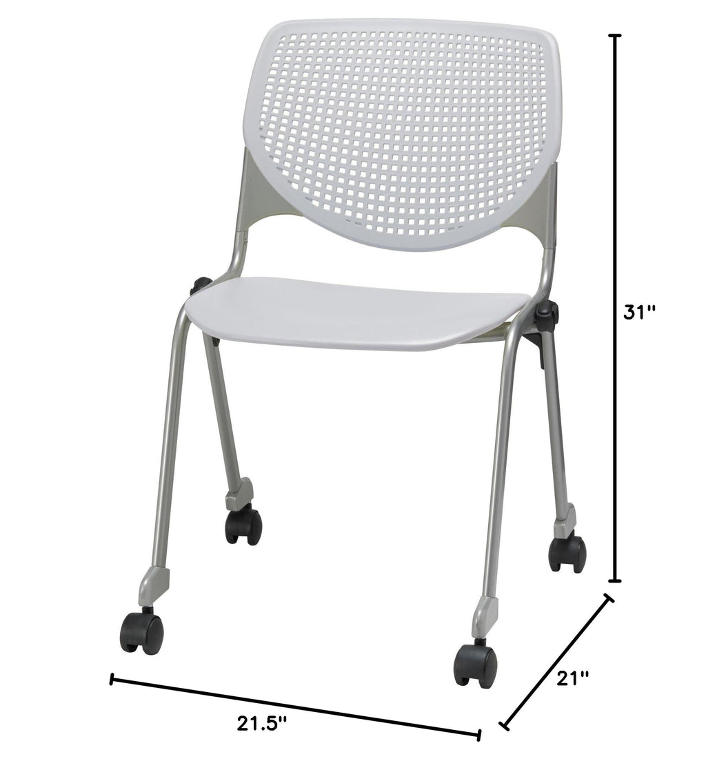 Light Grey Stack Chair with Casters Z636