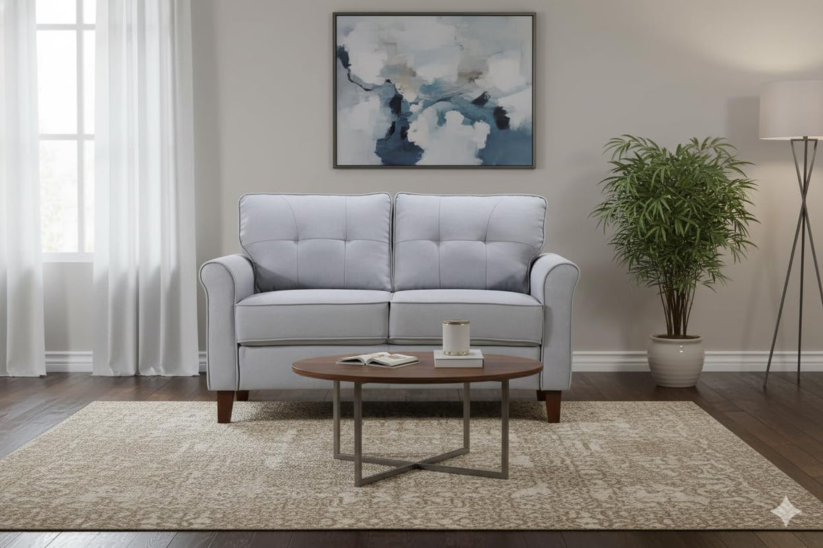 Light Gray Tufted Upholstered Loveseat Sofa O802
