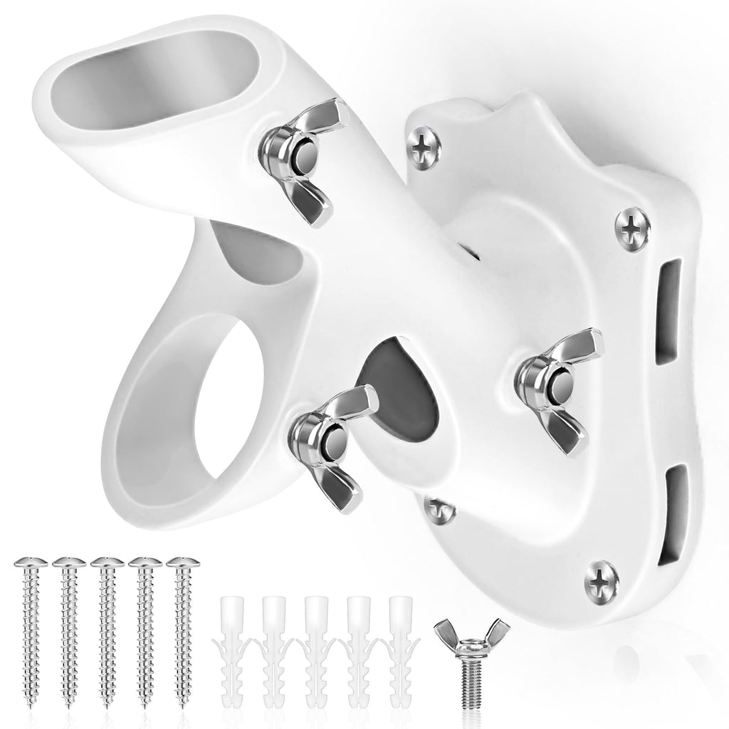 Flag Pole Holder Heavy-Duty Aluminum 1" Inner Diameter 2 Positions White 2 Pack Z261277