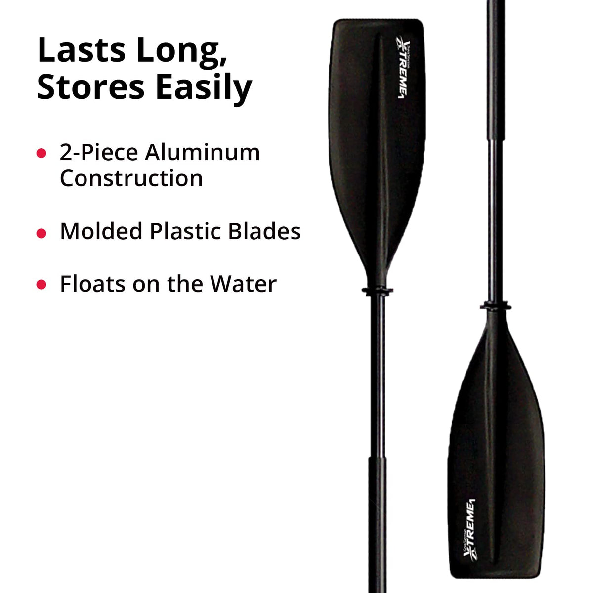 Black 2-Piece Aluminum Kayak Paddle B707713