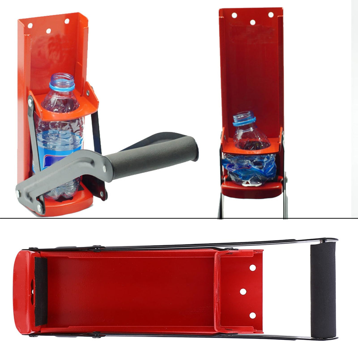 500ML Red Steel Heavy Duty Can Crusher with Bottle Opener O3230