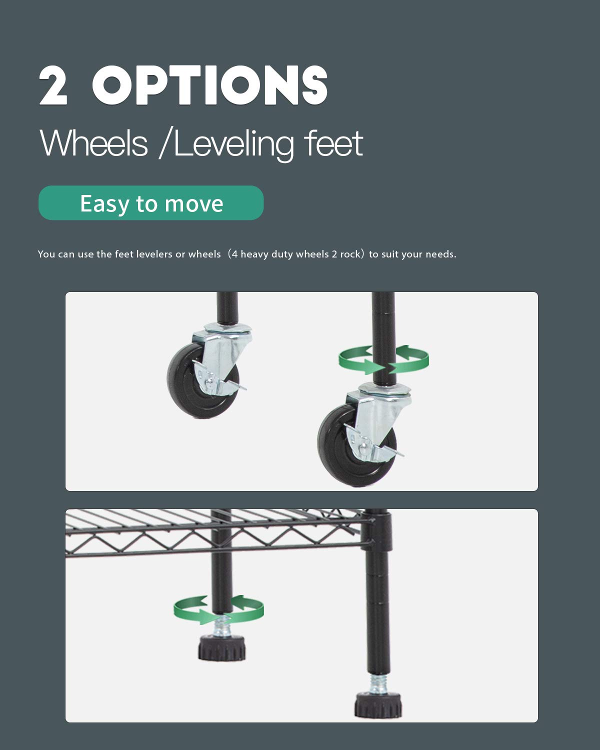 6 Tier Steel Wire Shelving Unit with Wheels F589461