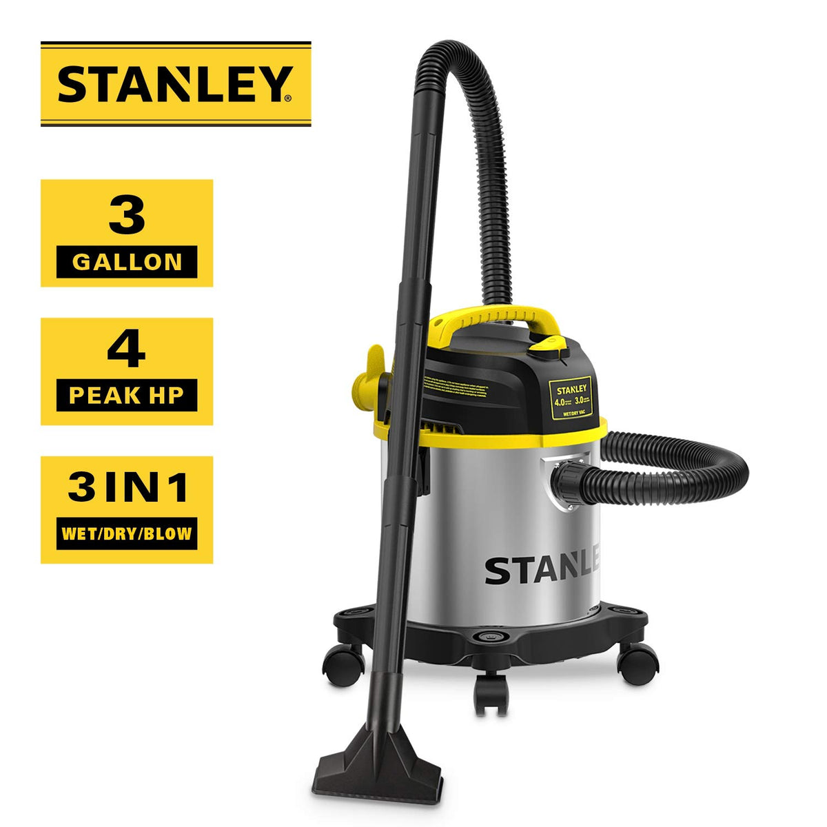 3 Gallon Stainless Steel Wet Dry Shop Vacuum M879