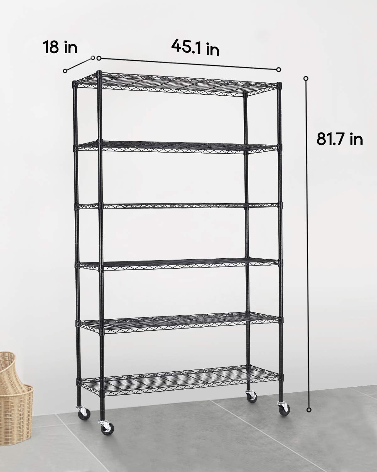 6 Tier Steel Wire Shelving Unit with Wheels F589461