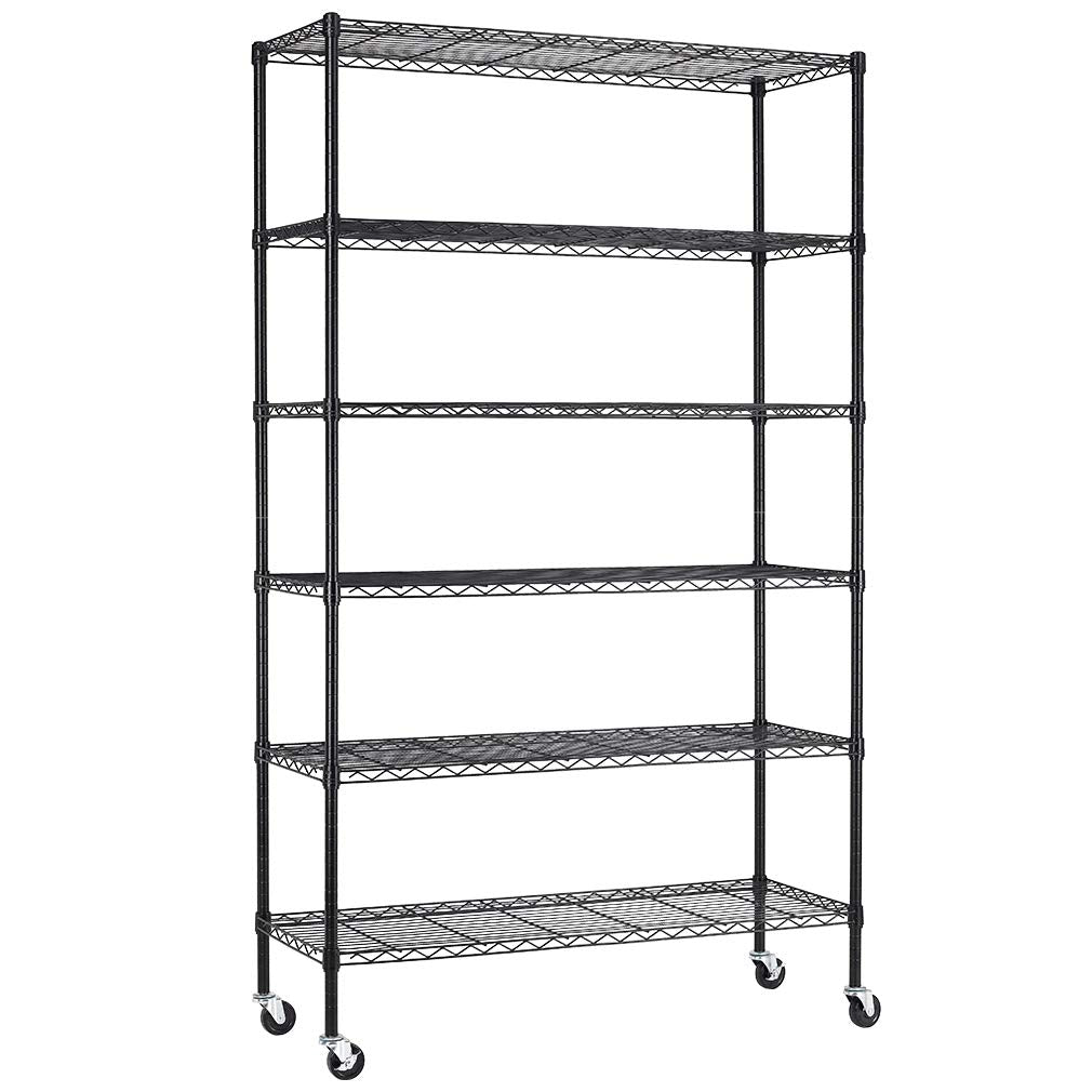 6 Tier Steel Wire Shelving Unit with Wheels F589461