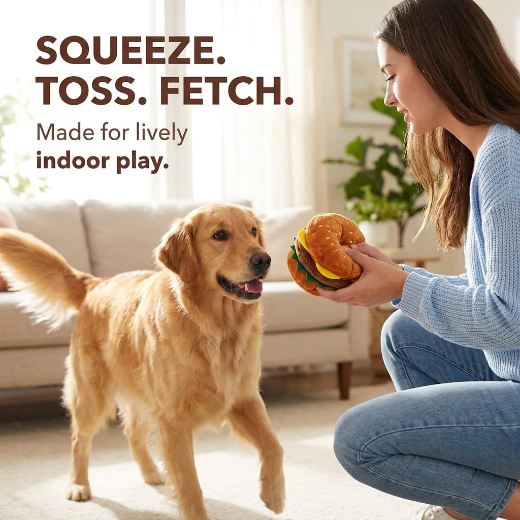 Hamburger Shape Dog Squeaky Toy S73024
