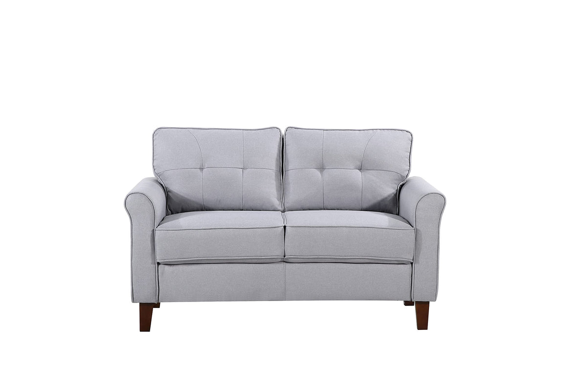 Light Gray Tufted Upholstered Loveseat Sofa O802