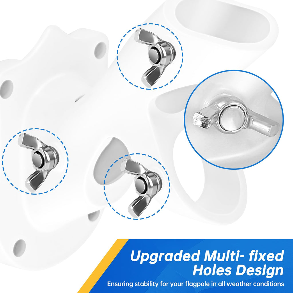 Flag Pole Holder Heavy-Duty Aluminum 1" Inner Diameter 2 Positions White 2 Pack Z261277