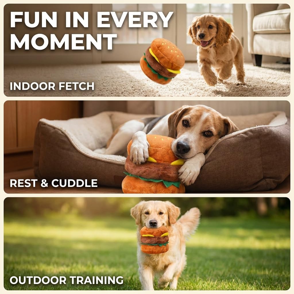 Hamburger Shape Dog Squeaky Toy S73024