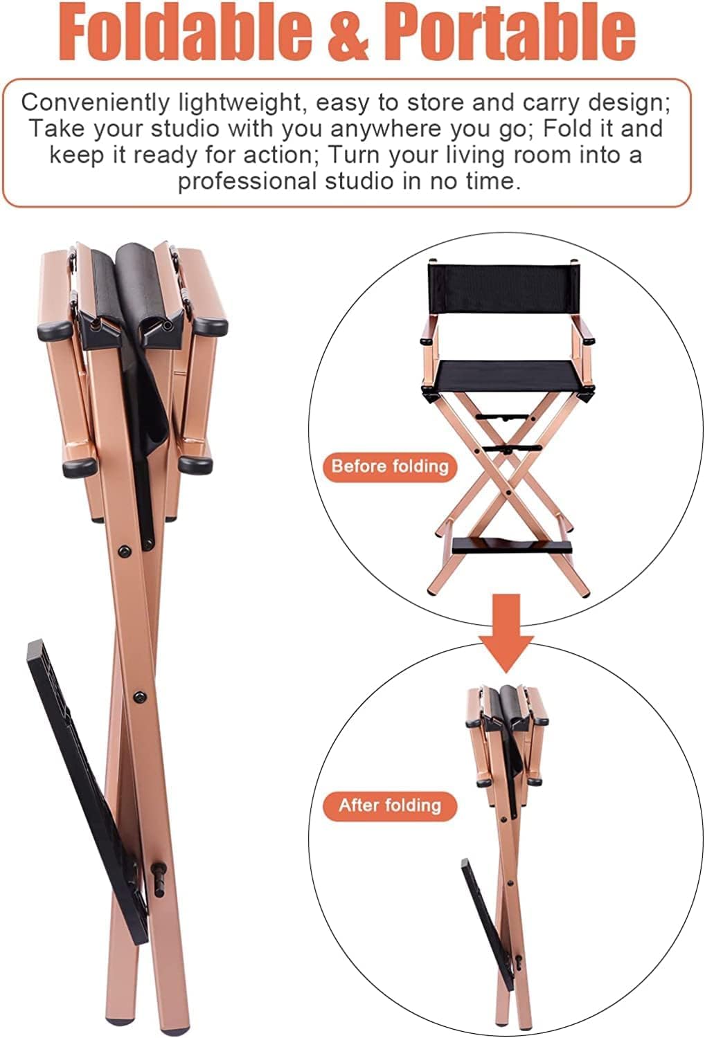 Folding Director Chair with Footrest, 300lbs Capacity S883643