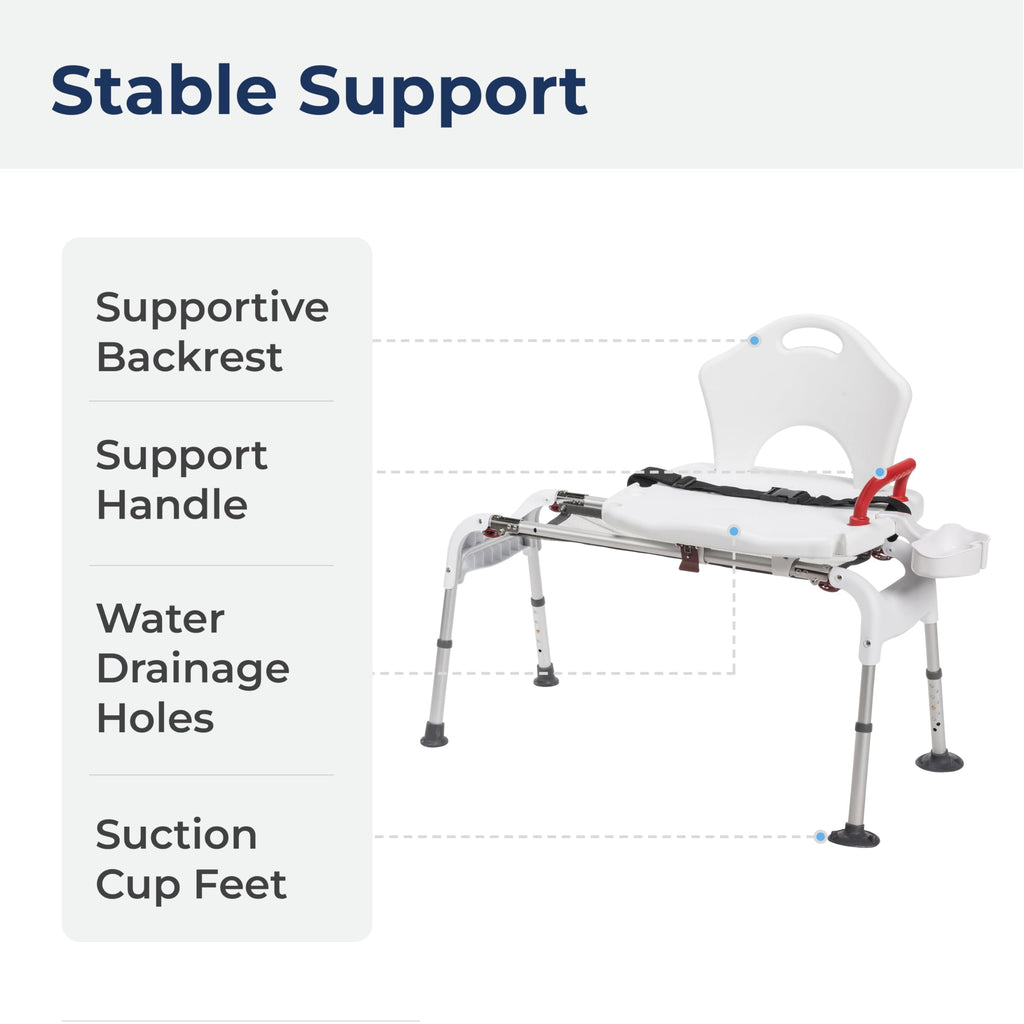 Adjustable Height Sliding Bathtub Transfer Bench Shower Chair Z745217