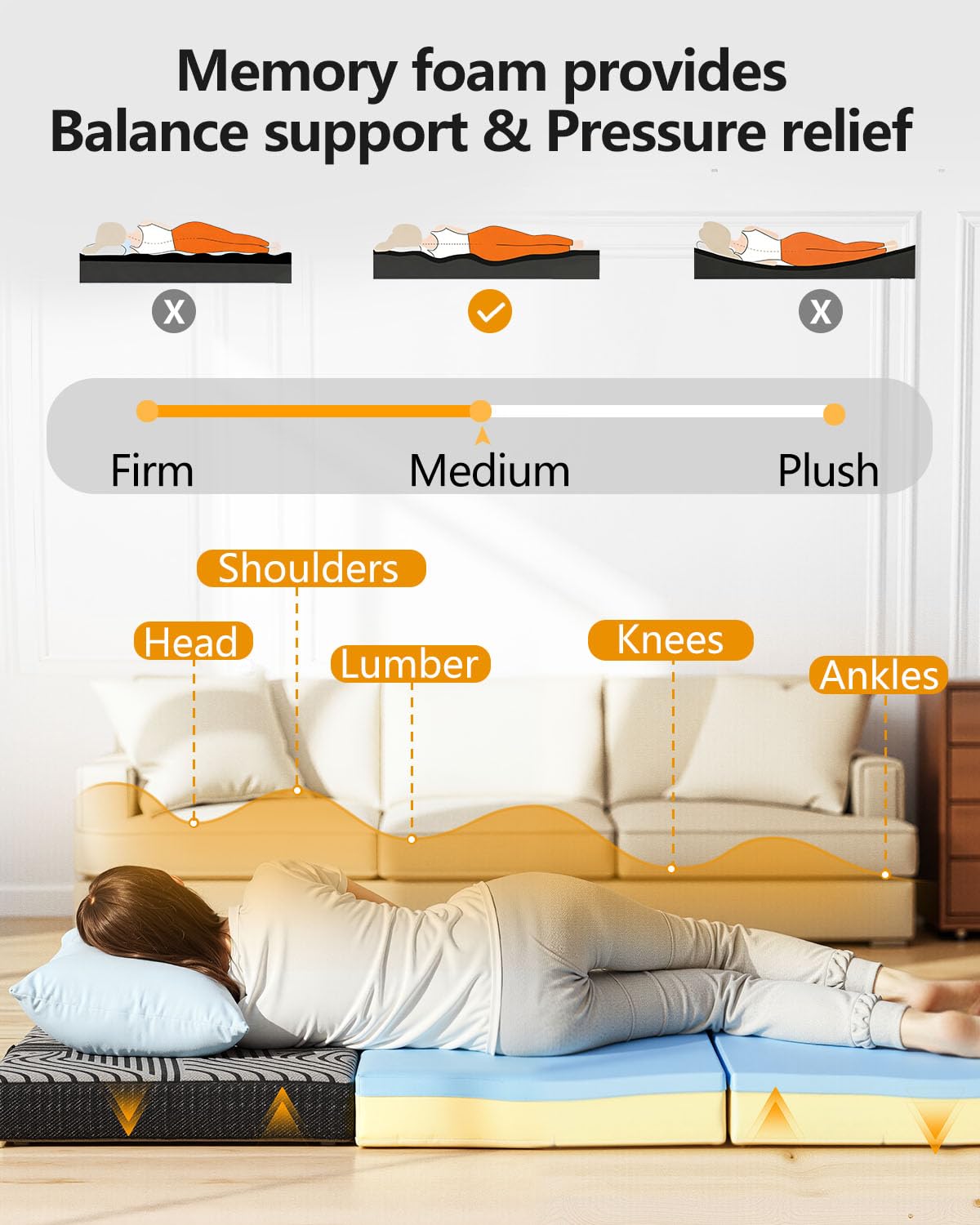 6 Inch Queen Memory Foam Folding Mattress J778