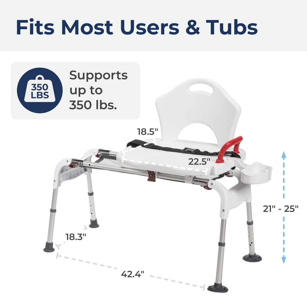 Adjustable Height Sliding Bathtub Transfer Bench Shower Chair Z745217