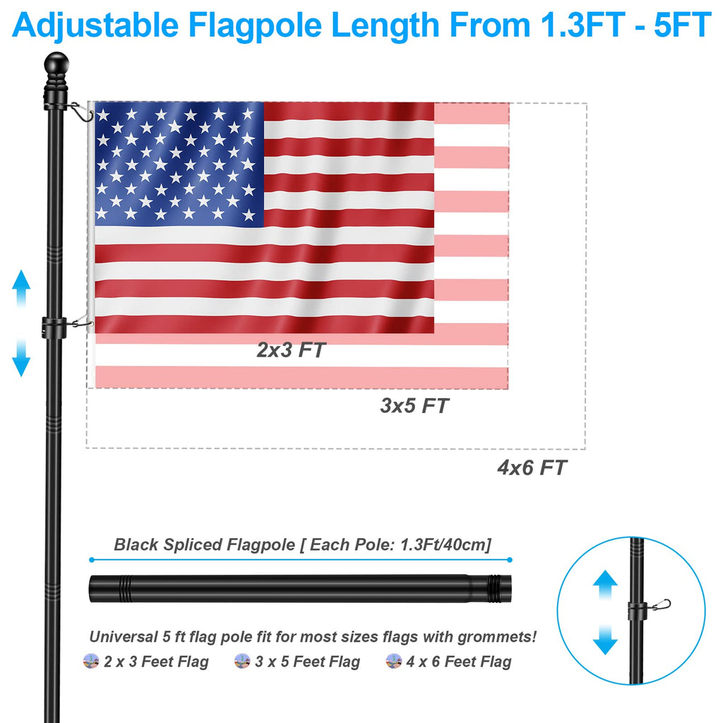 5 FT Stainless Steel Flag Pole Kit with Holder Bracket X301624