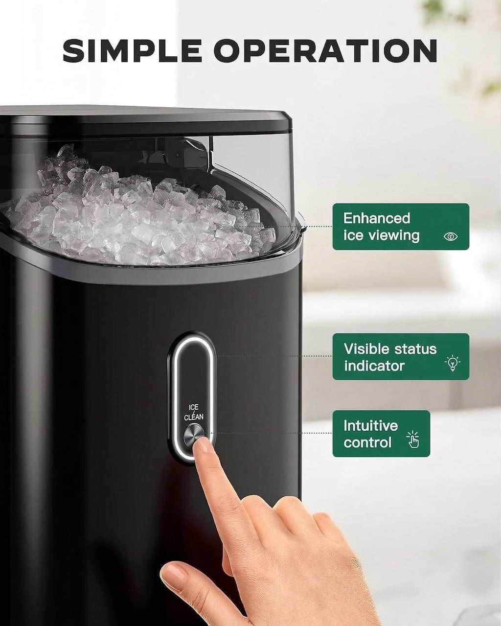 Nugget Pebble Ice Maker Countertop with Self-Cleaning R7242