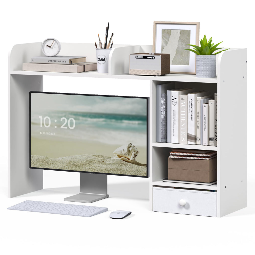 White Desktop Bookshelf with Drawer Z91868