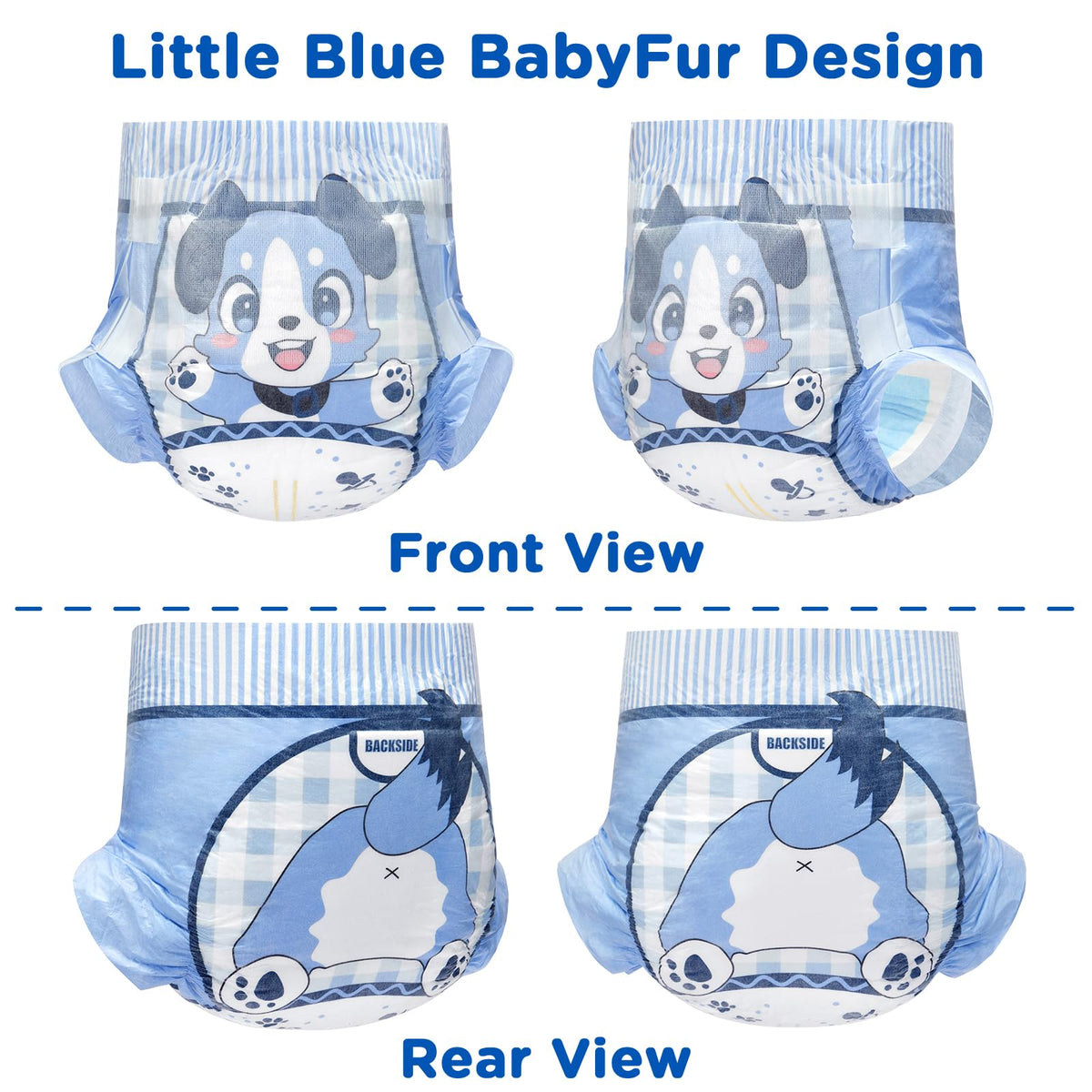 Adjustable Hook-and-Loop Fastener Closure Adult Printed Cloth Back Diaper 10 Pieces Medium 28"-38" D693