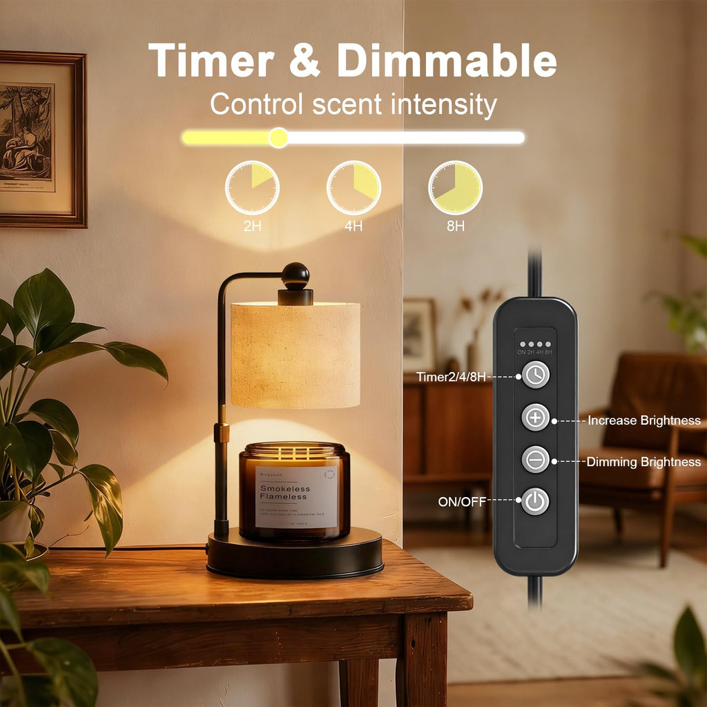 Black Dimmable Candle Warmer Lamp with Timer A5302