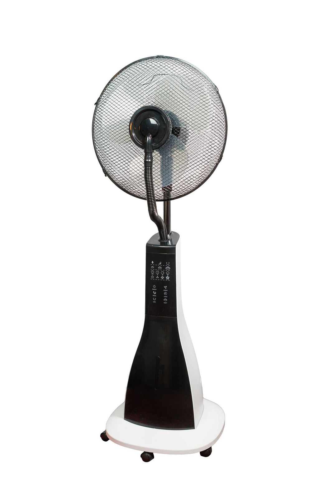 47" Misting Oscillating Pedestal Fan with Water Tank, Remote, Timer, 3 Speeds, Black White X616