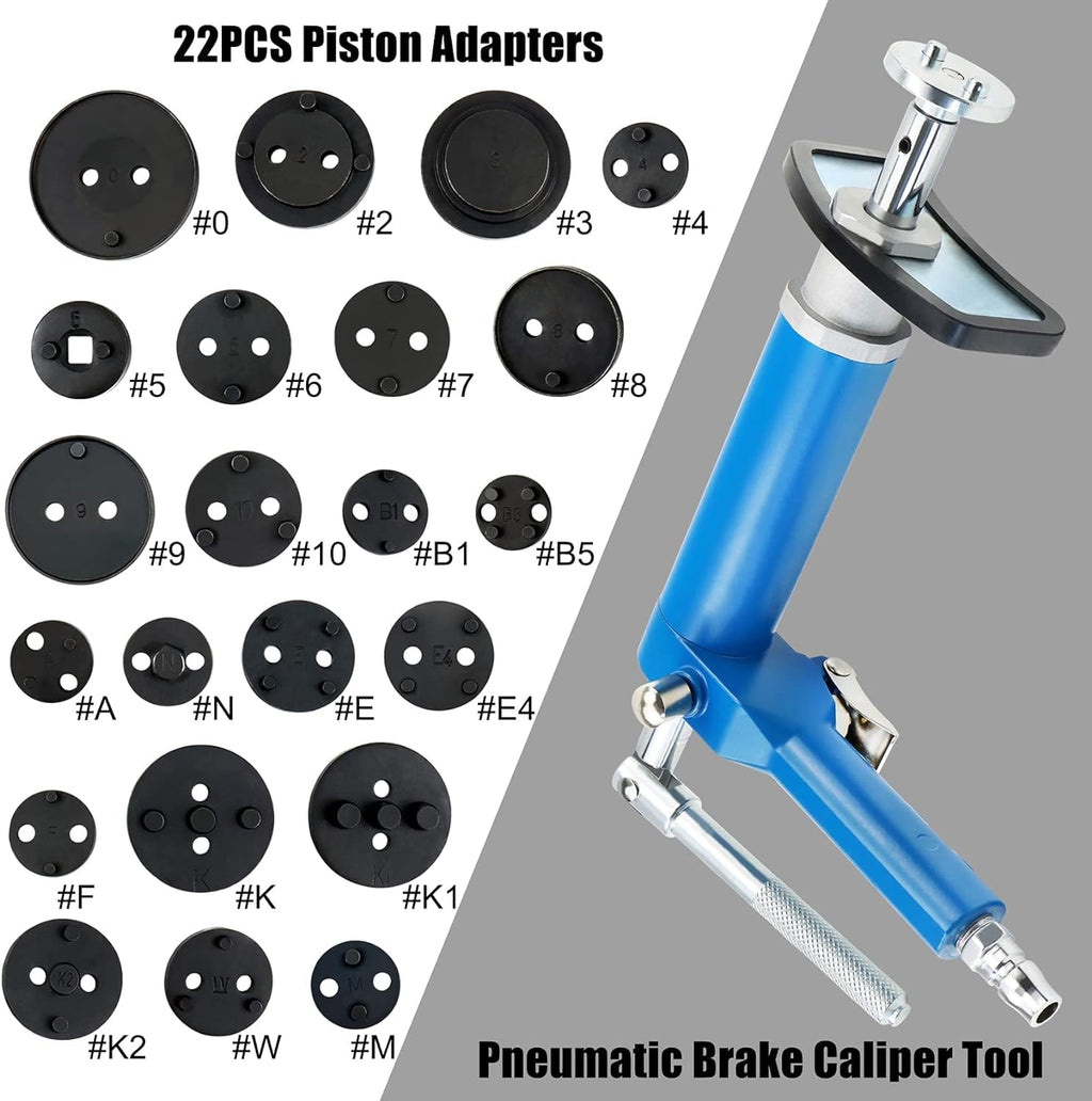 Pneumatic Brake Caliper Compression Tool Kit with 22 Adapters Q22609