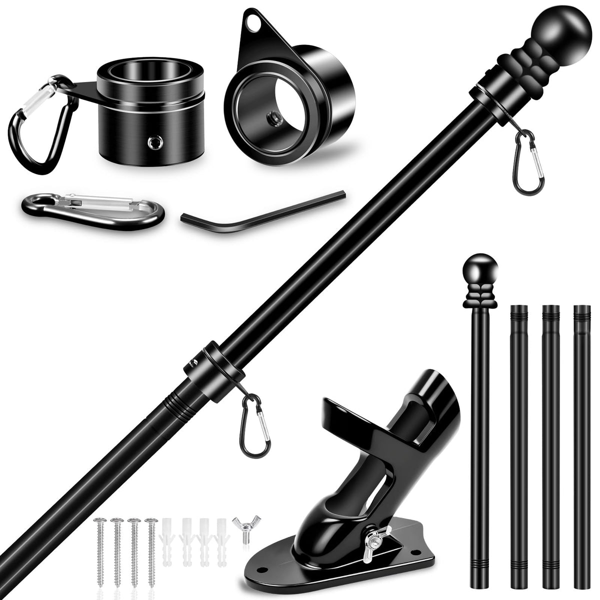 5 FT Stainless Steel Flag Pole Kit with Holder Bracket X301624