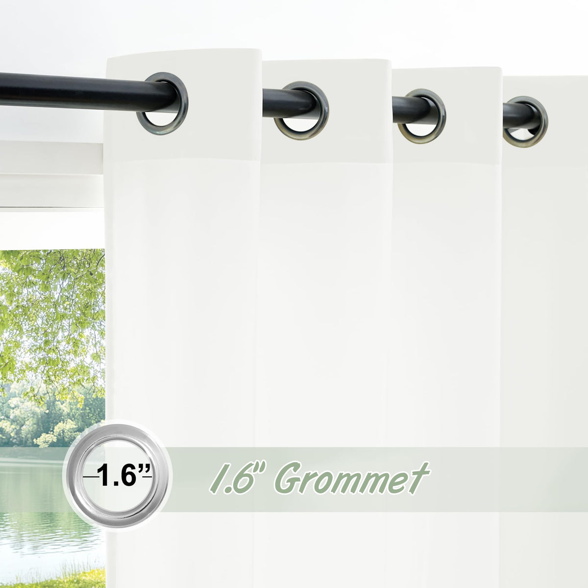White 84 inches Long Semi Sheer Curtains S28464